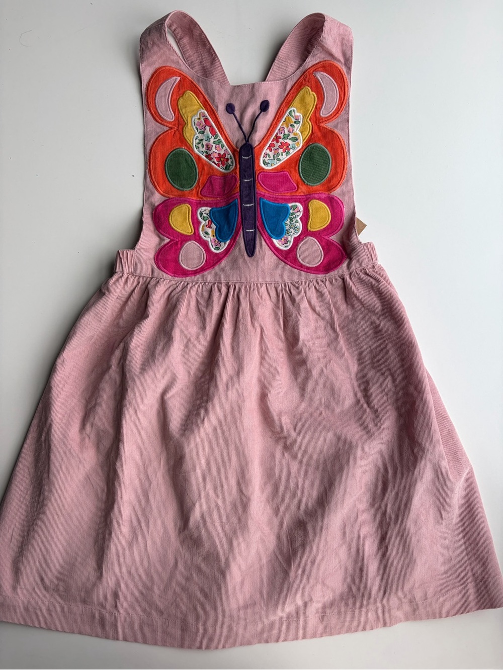Mini Boden Pink Dress with Colorful Butterfly Appliqué 7-8Y NWT